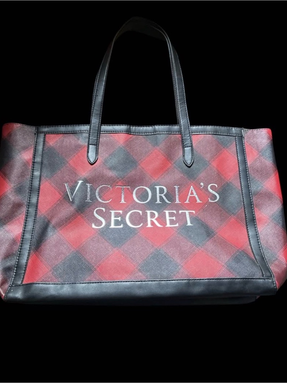 Victoria's Secret Red and Black Plaid Tote